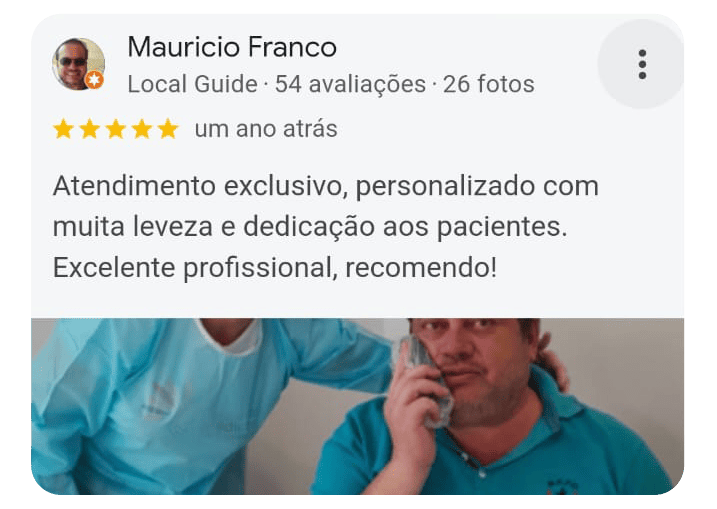 Depoimento de um dos pacientes da Dra. Maria de Fátima na Delicadent Odontologia, Clinica Odontológica em São Paulo