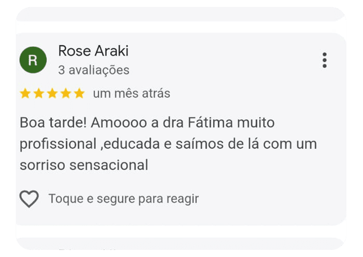 Depoimento de um dos pacientes da Dra. Maria de Fátima na Delicadent Odontologia, Clinica Odontológica em São Paulo